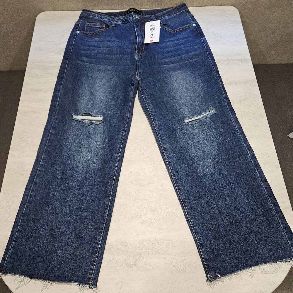 Women's Blue Straight Leg Boyfriend Jeans Size Large